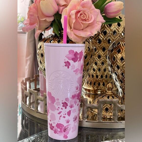 2022 Starbucks Mexico Pink Cherry Blossom Stainless Steel Cold Cup 24oz - Picture 9 of 11